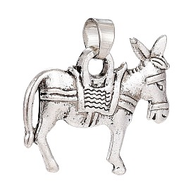 Pendentifs en alliage, avec bélières snap on, forme d'âne
