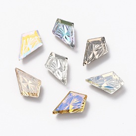 Embossed K9 Glass Rhinestone Cabochons, Back Plated, Back Plated, Kite