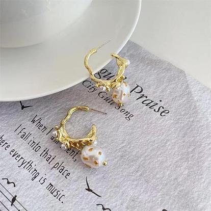 Цинковый сплав самородки пластиковые жемчужины серьги-гвоздики