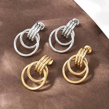 304 серьги-гвоздики из нержавеющей стали с поворотным кольцом, ручная полировка