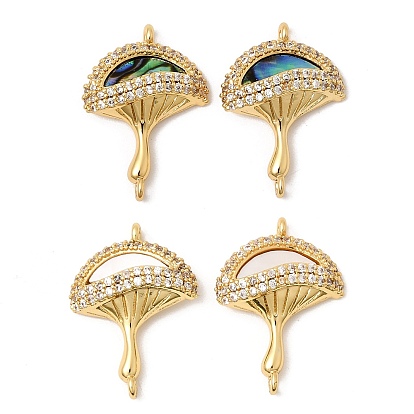 Осенние латунные подвески с микропаве из кубического циркония, грибные прелести, с ракушкой/ракушкой пауа, реальный 18 k позолоченный