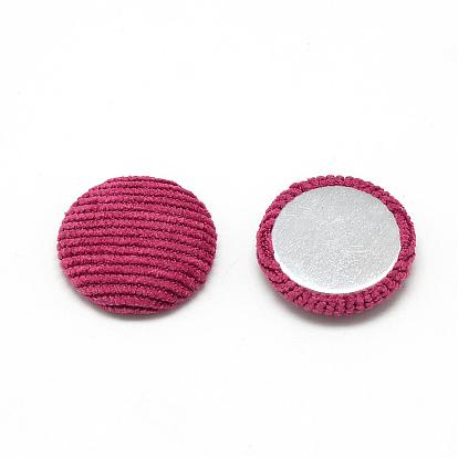 Corduroy Cloth Fabric Covered Cabochons, with Aluminum Bottom, Half Round/Dome