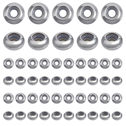 50 шт. 304 бусины из нержавеющей стали, с резиной внутри, ползунки, рондель