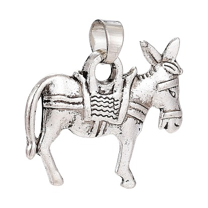 Pendentifs en alliage, avec bélières snap on, forme d'âne