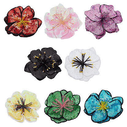 8 шт. 8 стили полиэстеровые нашивки на одежду, цветок
