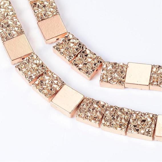 Electroplate Non-magnetic Synthetic Hematite Bead Strands, Flat Slice Square Beads