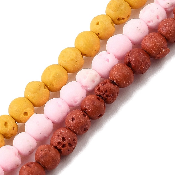 Dyed Synthetic Lava Rock Beads Strands, Round