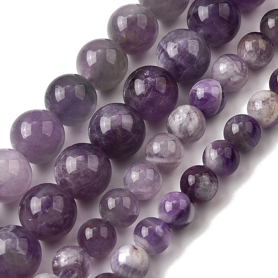 Круглые натуральные аметистовые бисерные пряди