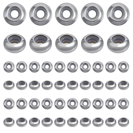 50 шт. 304 бусины из нержавеющей стали, с резиной внутри, ползунки, рондель