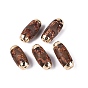 Бусины из агата дзи в тибетском стиле, природных бисера агат, окрашенные, баррель, с фурнитурой позолоченной латунной, золотые, седло коричневый
