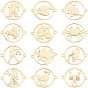 12Pcs 12 Style 304 Stainless Steel Links Connectors, Flat Round with Twelve Constellation/Zodiac Sign