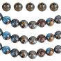 80Pcs Natural Chalcedony Beads Strands, Imitation Gold Clinquant Stone, Dyed & Heated, Round