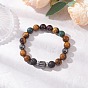 Браслеты из натуральных круглых бусин из мохового агата, лавового камня, граната, тигрового глаза и немагнитного синтетического гематита для мужчин