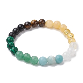 8mm Round Gemstone Beaded Stretch Bracelets for Women