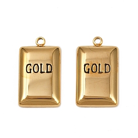 304 подвески из нержавеющей стали, прямоугольник со словами золотые подвески, ионное покрытие (ip), с эмалью