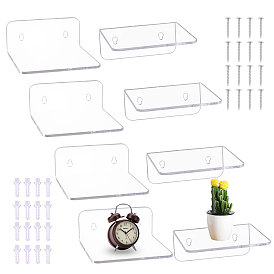 Квадратные акриловые плавающие подвесные полки, настенные стойки для колонок, фигурки, камеры, мини-цветочные горшки для хранения, с железными винтами и пластиковыми заглушками