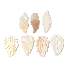 Резные подвески из натуральных пресноводных ракушек, лист прелести