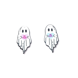 Halloween Printed Acrylic Pendants, Ghost with Heart Charm