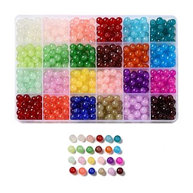 600Pcs 24 Colors Baking Painted Imitation Jade Glass Round Beads