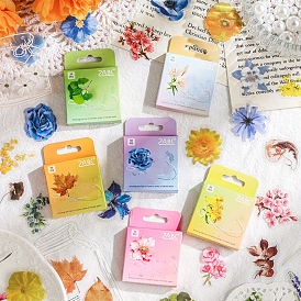 50Pcs 50 Styles Flower PET Sticker, Self-Adhesion, for Water Bottles Laptop Phone Skateboard Decoration