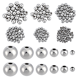160 шт. 6 стили 304 полусверленые бусины из нержавеющей стали, круглые, половину отверстия
