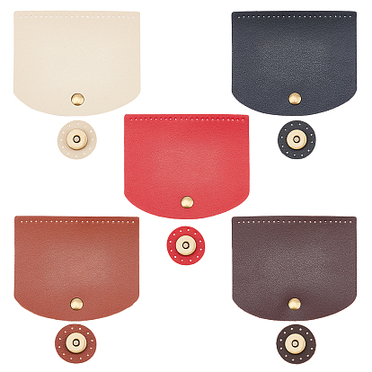 5Pcs 5 Colors Imitation Leather Bag Cover, Rectangle with Round Corner & Alloy Brads, Bag Replacement Accessories