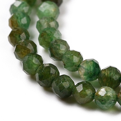 Natural Fuchsite Beads Strands, Faceted, Round