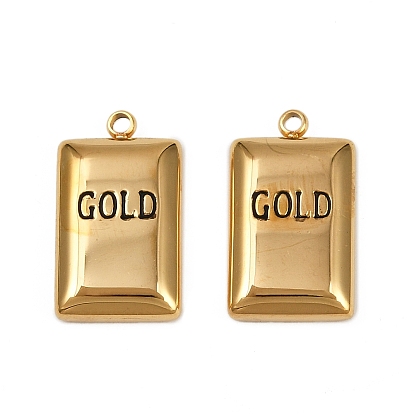 304 подвески из нержавеющей стали, прямоугольник со словами золотые подвески, ионное покрытие (ip), с эмалью