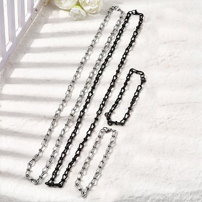 304 Наборы украшений из браслета и ожерелья из нержавеющей стали с цепочкой., с карабин-лобстерами 