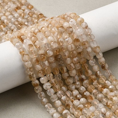 Природный желтый кварц нитей бисера, граненые, кубические