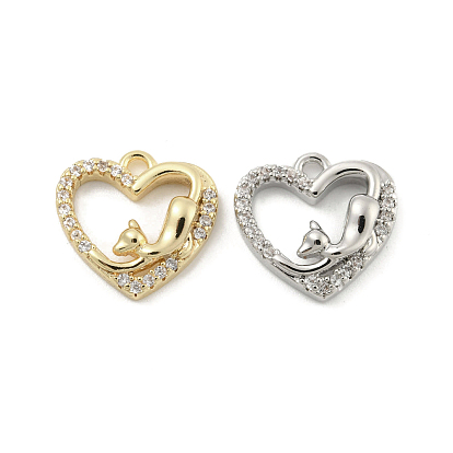 Brass Micro Pave Cubic Zirconia Pendant, Heart