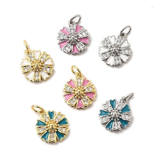 Стойки обшивки латунные подвески, с кубического циркония и эмали, , долговечный, без свинца и без кадмия, с целью перехода в кольце, платина/настоящее золото 18k