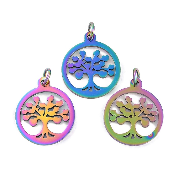 304 подвески из нержавеющей стали, с целью перехода в кольце, лазерная резка, плоская круглая с подвеской дерево жизни