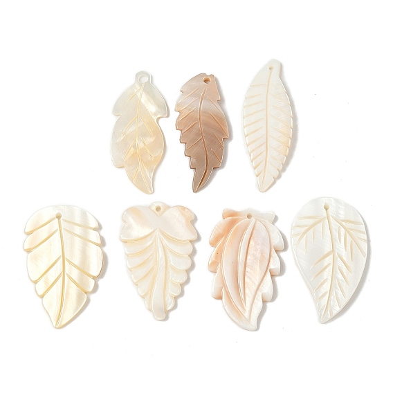 Резные подвески из натуральных пресноводных ракушек, лист прелести