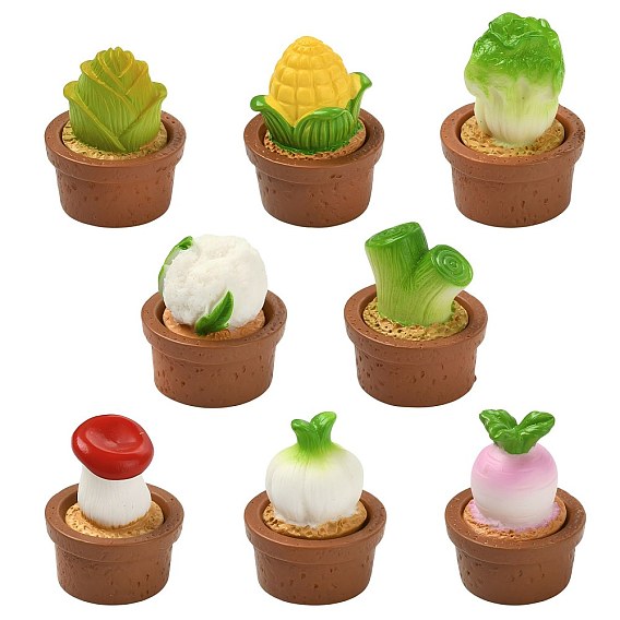 24шт. 8 стили декоративных подставок для горшечных растений из смолы, аксессуары для кукольного домика с микро-ландшафтом, разнообразные