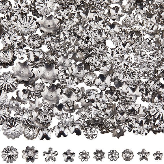 300 шт 10 стиль 304 колпачки из нержавеющей стали, цветок