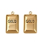 304 подвески из нержавеющей стали, прямоугольник со словами золотые подвески, ионное покрытие (ip), с эмалью