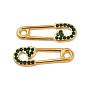 Vacuum Plating 201 Stainless Steel Rhinestone Connector Charms, Safety Pin Links, Real 18K Gold Plated