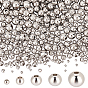 400 Pcs 5 Style Rack Plating Brass Beads, Long-Lasting Plated, Round