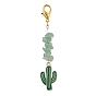 Alloy Enamel Pendant Decorations, with Natural Green Aventurine Chip Beads, Cactus