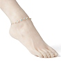 304 Stainless Steel Anklets, with Enamel and Lobster Claw Clasps, Evil Eye, White