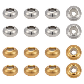 40шт 2 стили бусины из нержавеющей стали, с пластиковым, ползунки, рондель