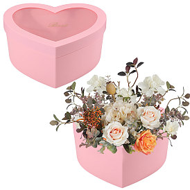 2шт. 2 размеры Пластиковые коробки для упаковки букетов в форме сердца с видимой крышкой, принадлежности для упаковки цветов