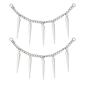 Железная цепочка для украшения обуви, цепь для ботинок с подвеской в форме шипа/конуса из сплава