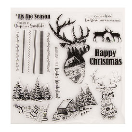Прозрачные силиконовые штампы, для diy scrapbooking, фотоальбом декоративный, изготовление карт, штампы, рождественская елка и северный олень/олень