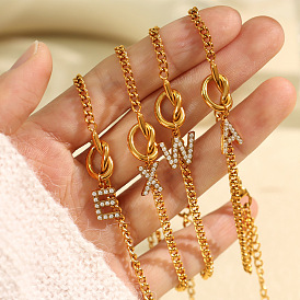 304 Браслеты из нержавеющей стали с микропаве из прозрачных кубических цирконий и подвесками-шармами., браслеты из цепочек панцирного плетения для женщин