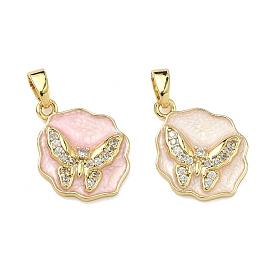 Латунные микропаве прозрачные подвески с фианитом, подвески с эмалевыми бабочками, стойки покрытие, долговечный, реальный 18 k позолоченный