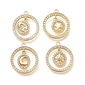 Латунные микро проложить кубического циркония подвески, без кадмия, без никеля и без свинца, реальный 18 k позолоченный, кольцо прелести