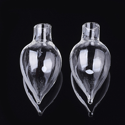 Handmade Blown Glass Bottles, for Glass Vial Pendants Making, Teardrop