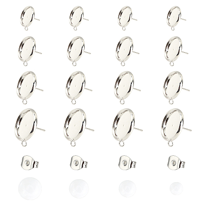 Kits para hacer pendientes de botón DIY, Incluyendo 304 configuraciones de aretes y tuercas de acero inoxidable, Cabujones semicirculares de vidrio transparente